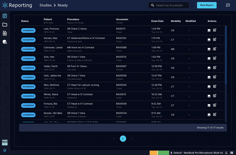 Rad AI Reporting errors from the DiagnosticReport-open event