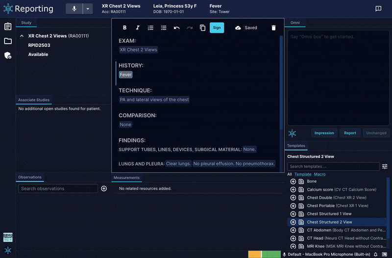 Rad AI Reporting responds to DiagnosticReport-update event successfully